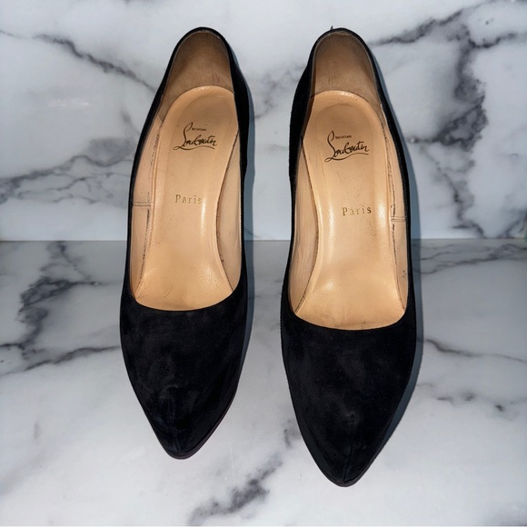 Christian Louboutin Daffodile Black Suede Platform Pumps Size US 12 / EU 42 - Picture 3 of 12
